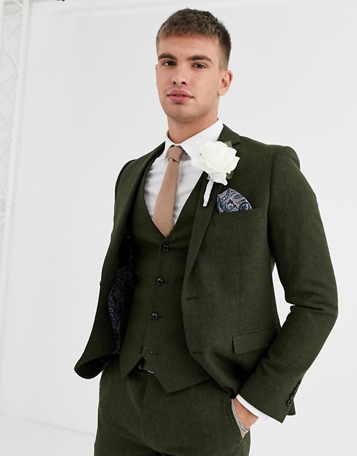 Harry Brown wedding tweed heritage slim fit suit jacket