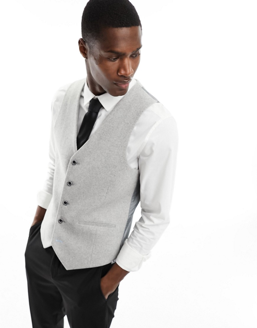 Wedding tweed slim fit collared vest in gray