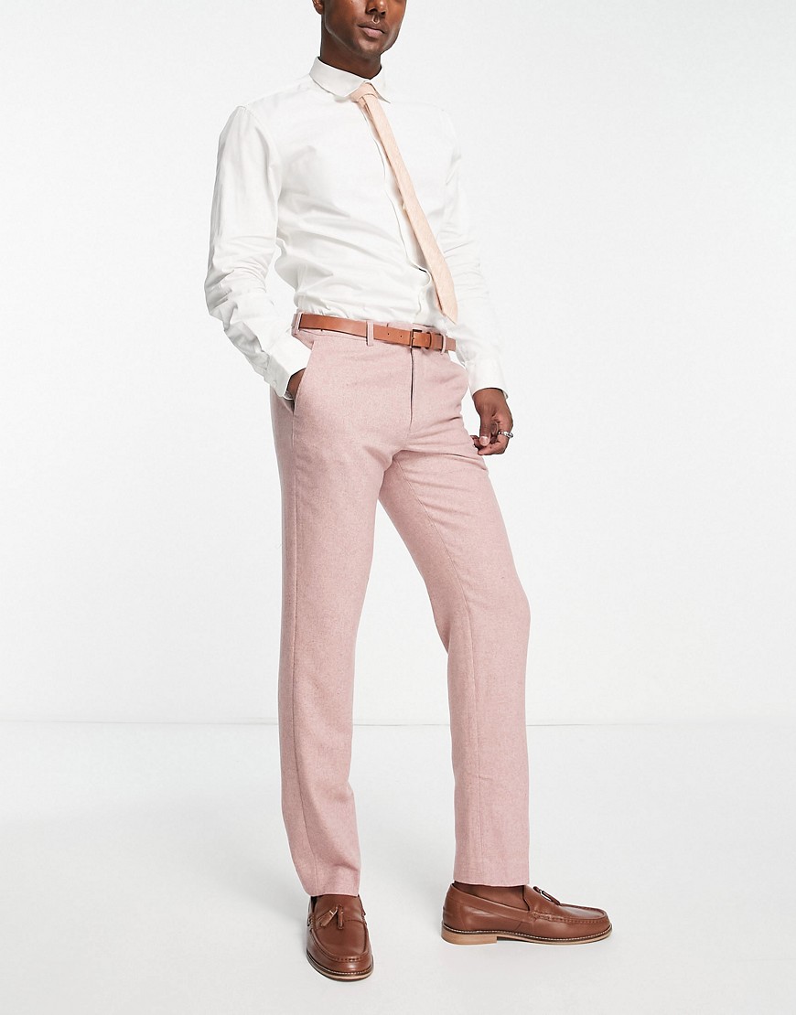 Harry Brown wedding tweed slim fit suit pants-Pink
