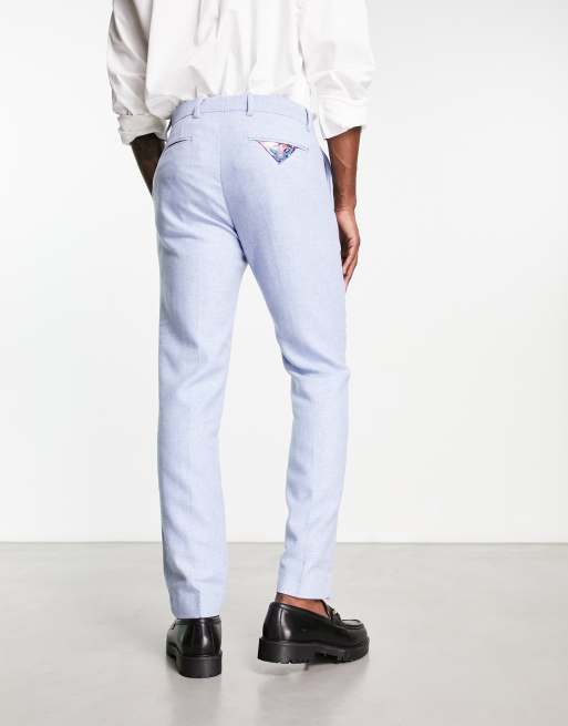 Harry Brown wedding tweed suit pants in light blue