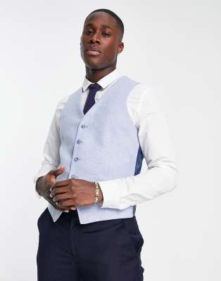 Harry Brown Harry Brown wedding tweed waistcoat in light blue