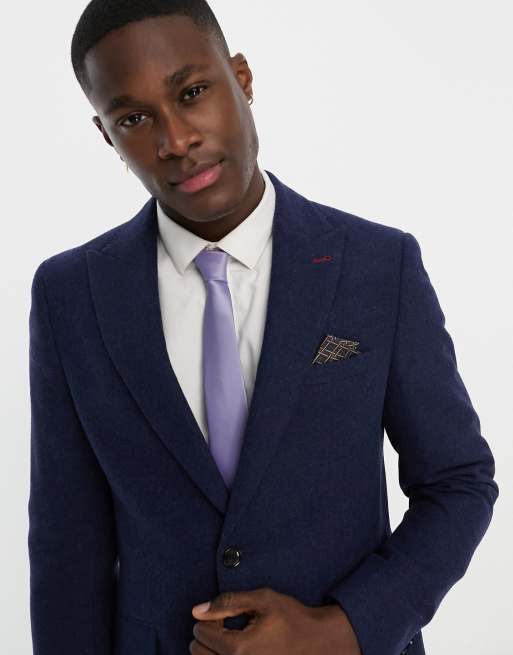 Harry Brown - Wedding - Veste de costume ajustée en laine mélangée - Bleu marine, 5 de 5