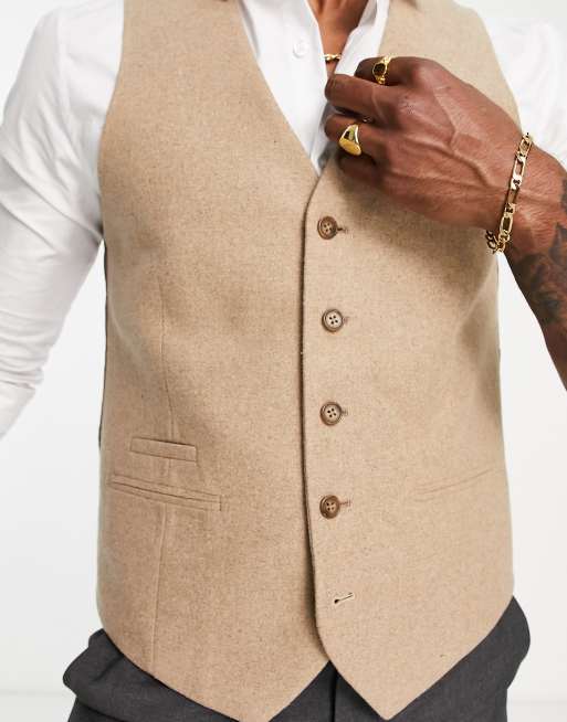 Beige tweed waistcoat sale