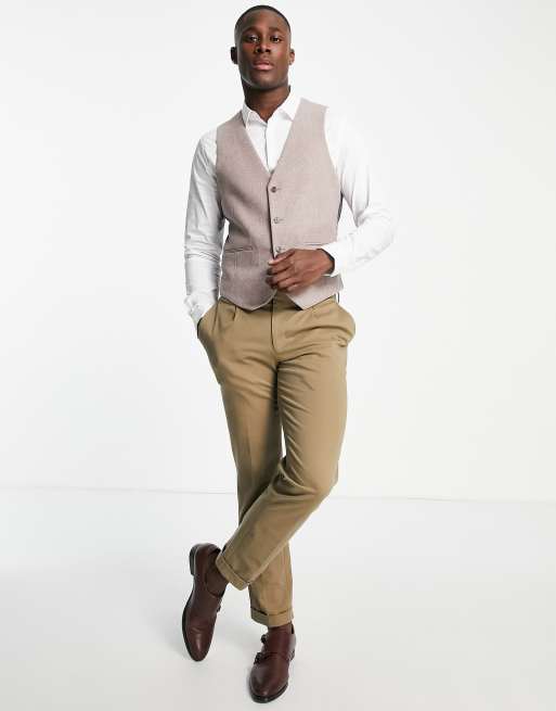 Khaki pants and on sale vest for wedding