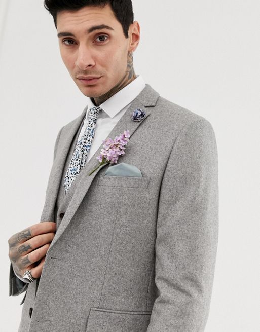 Harry Brown Wedding wool mix slim fit suit jacket in light gray