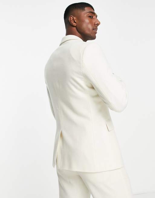 Harry Brown wedding wool blend slim fit tweed suit jacket in cream