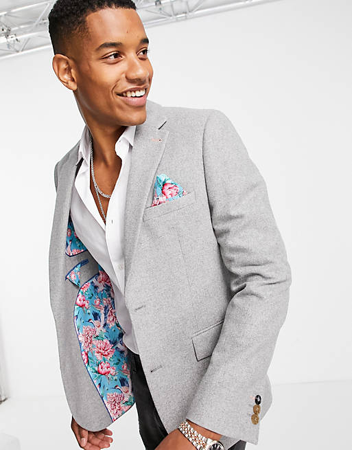 Harry Brown wedding wool blend slim fit tweed suit jacket
