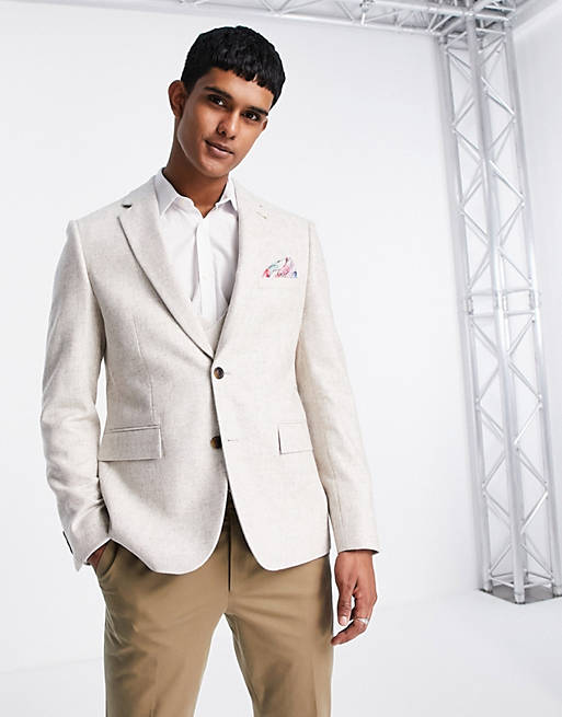 Harry Brown wedding wool blend slim fit tweed suit jacket
