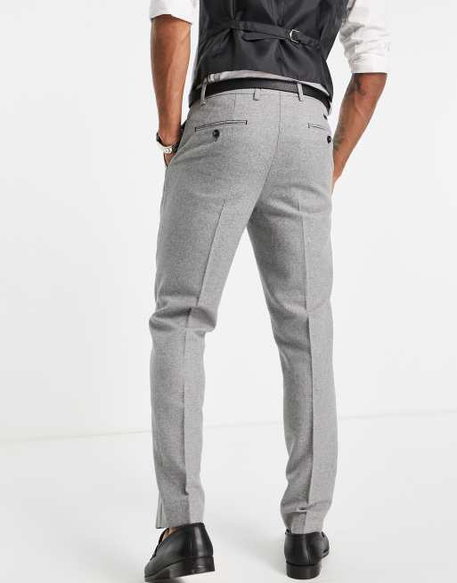 Harry Brown Wedding wool-mix grey herringbone slim fit side