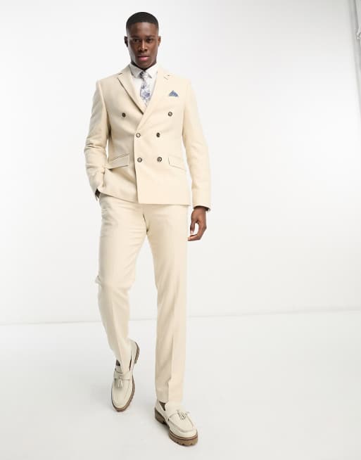 Mens cream sale double breasted suit