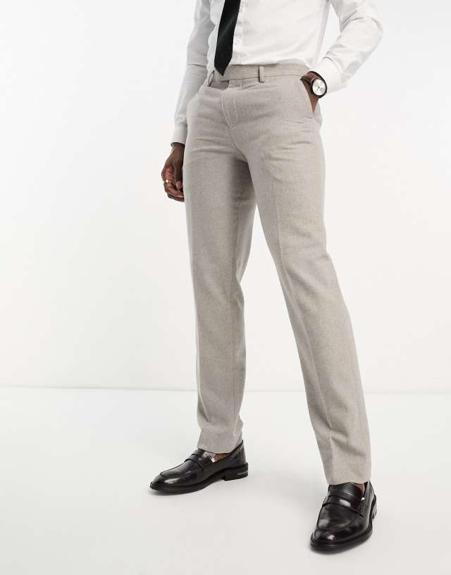 Harry Brown Wedding wool mix slim fit pants in light gray