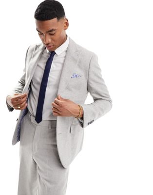 Harry Brown Wedding wool mix slim fit suit jacket in grey - ASOS Price Checker