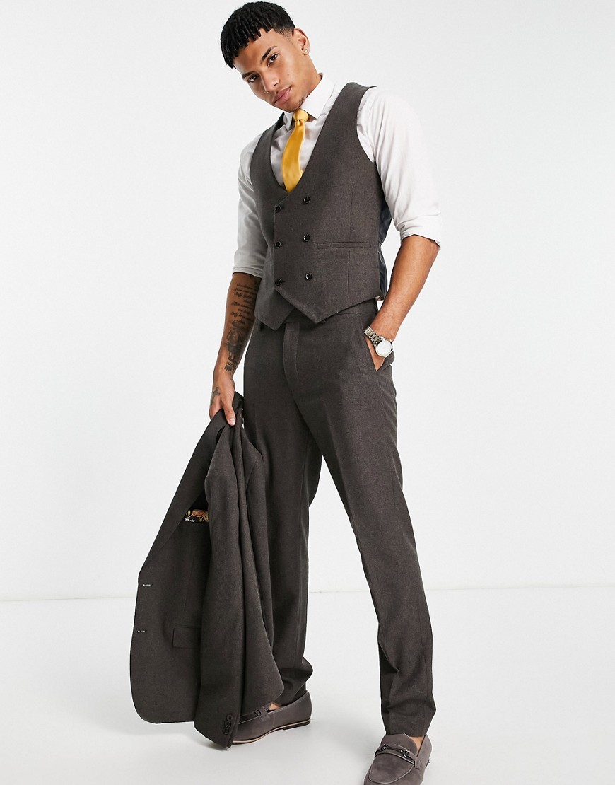 Harry Brown Wedding wool mix slim fit suit pants-Green