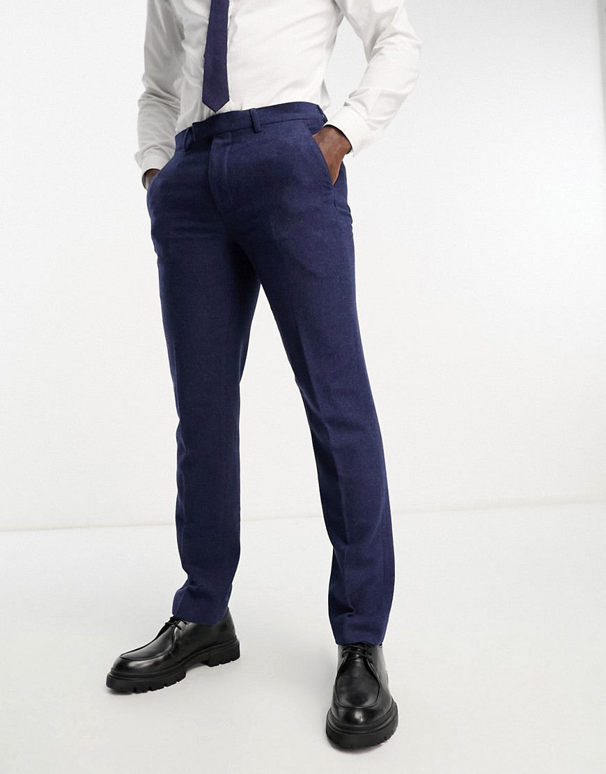Harry Brown Wedding wool mix slim fit suit trousers in navy