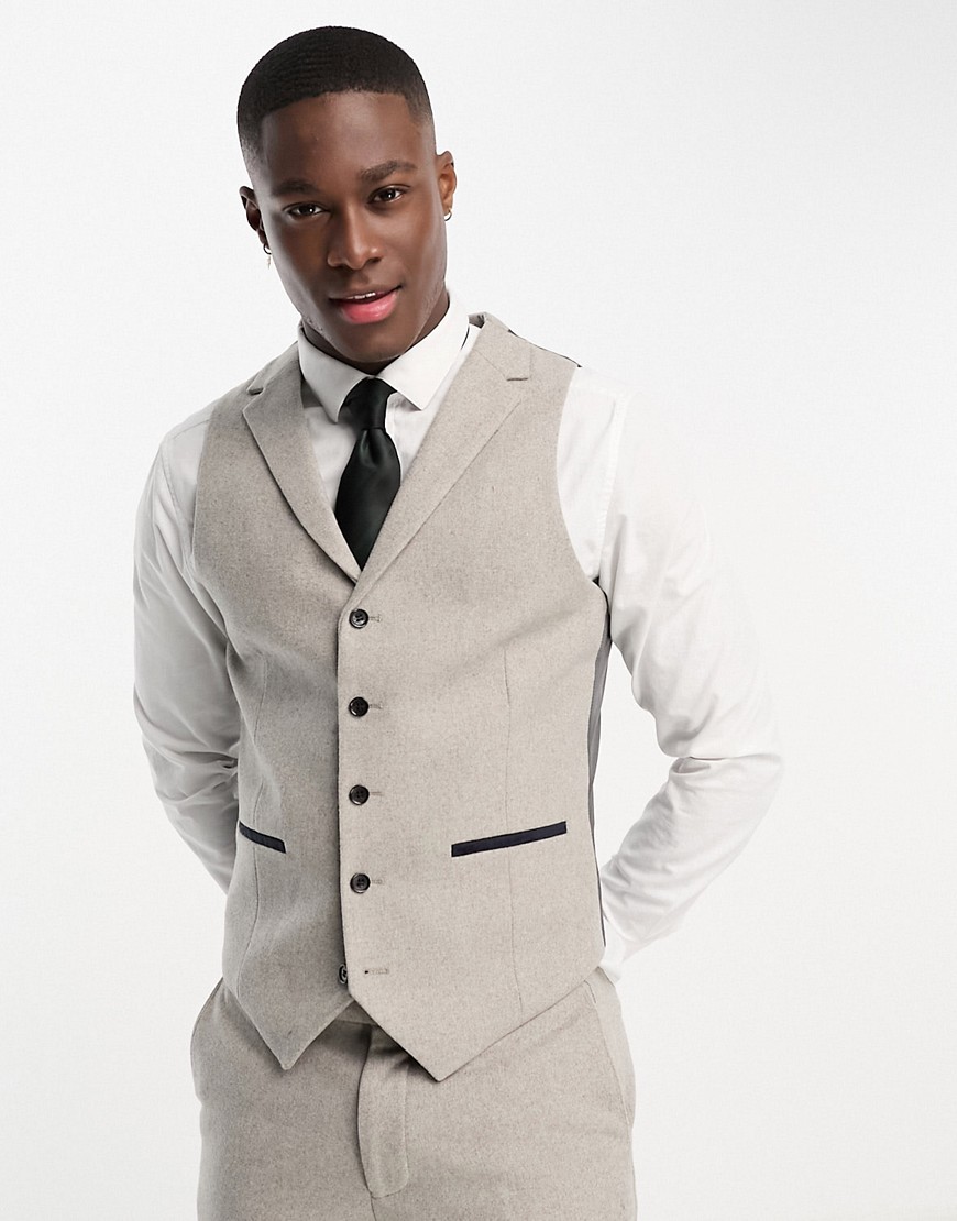 Wedding wool mix slim fit suit vest in light gray