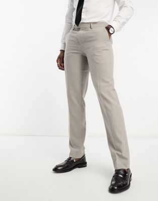 Harry Brown Wedding wool mix slim fit trousers in light grey