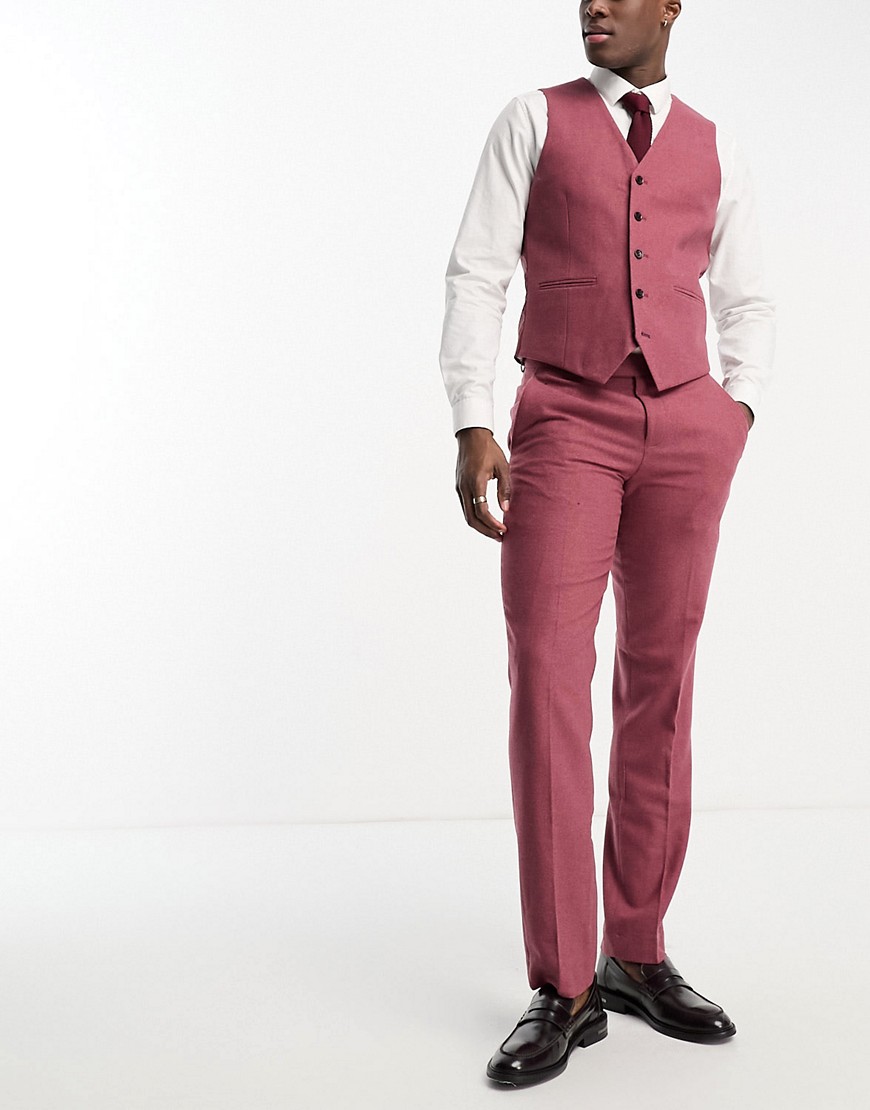 Harry Brown Wedding wool mix suit fit suit pants in berry-Red