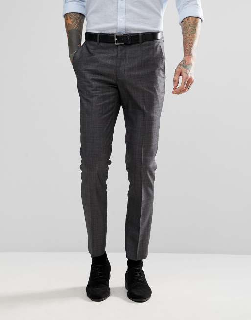 Harry Brown - Costume de mariage d'hiver coupe slim effet ton sur ton - Anthracite, 3 de 4