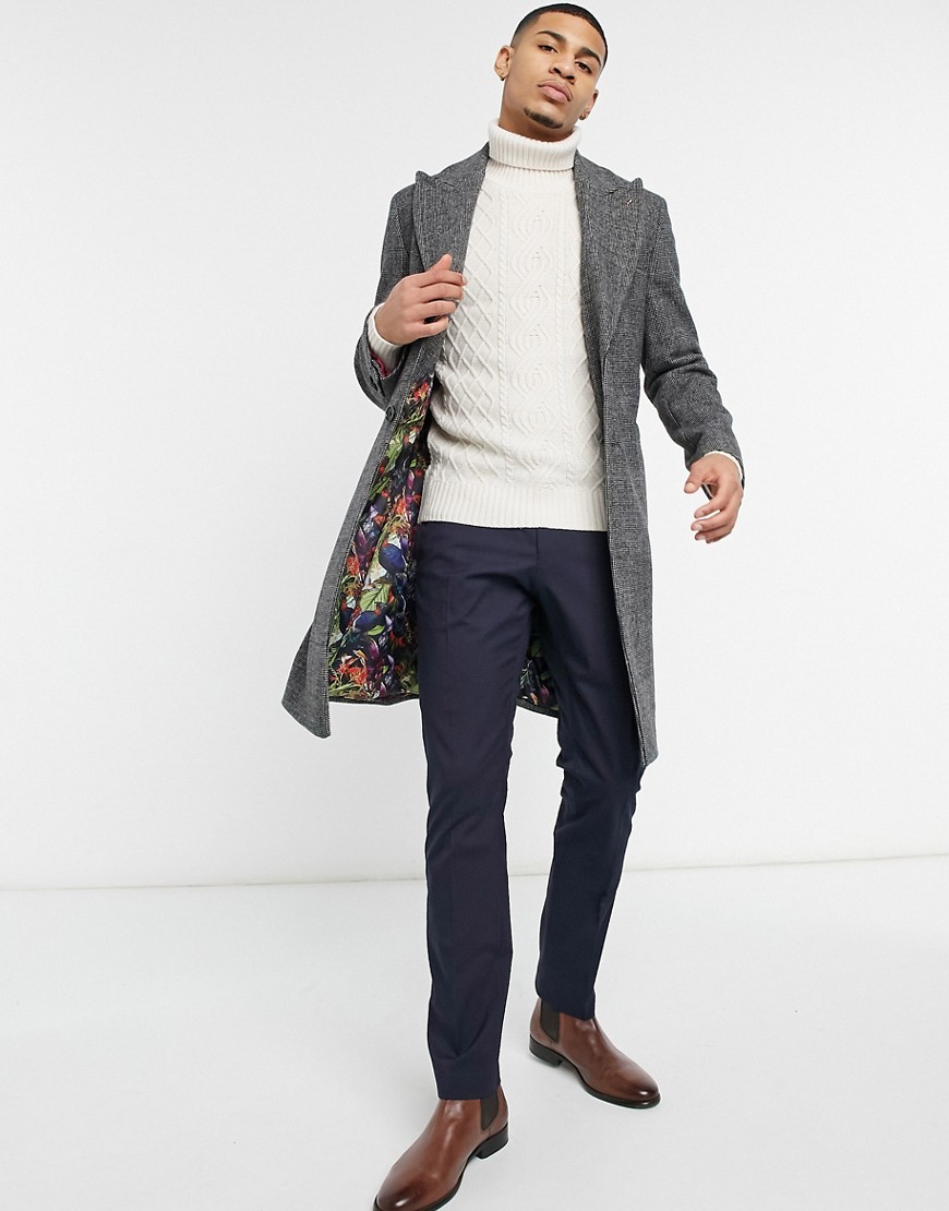 Harry Brown wool blend overcoat in gray-Grey
