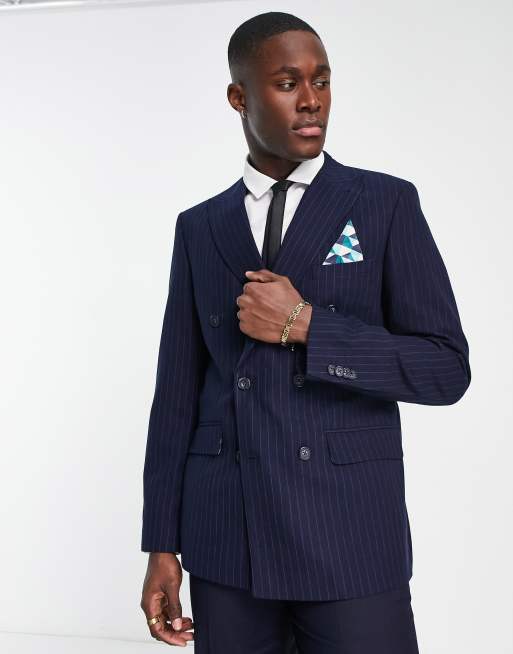 Harry Brown – Zweireihige Anzugjacke in Blau mit Nadelstreifen