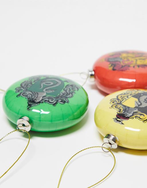 Harry Potter - Christmas Hogwarts Houses - Set da 4 palline per l'albero piatte, 3 di 4