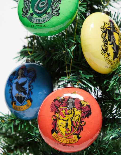 Harry Potter - Christmas Hogwarts Houses - Set da 4 palline per l'albero piatte, 4 di 4