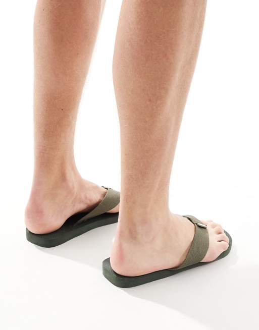 Havaianas basic urban material flip flops in olive green ASOS