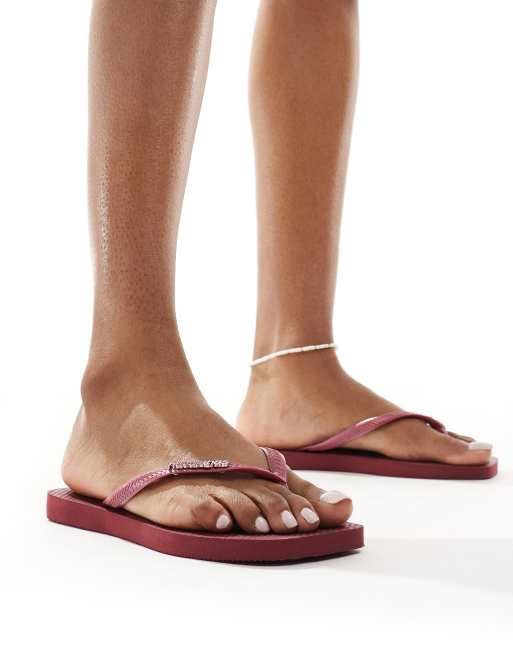 Havaianas - Bordeauxrøde klipklappere med firkantet tå, 4 af 4