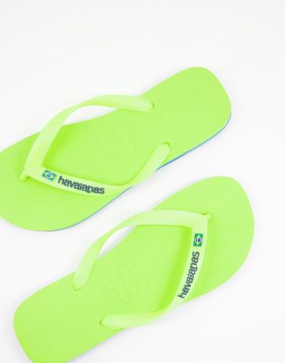 neon yellow flip flops