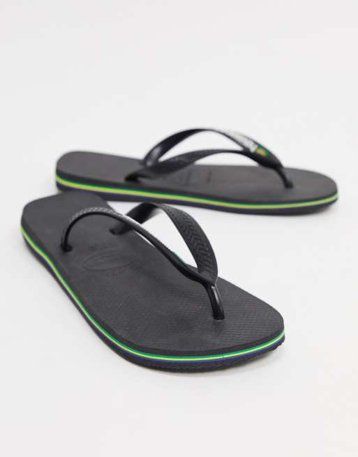 Havaianas Brasil Logo Flip-Flops In Black