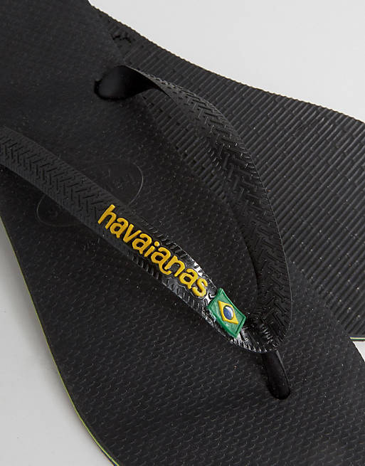 Havaianas Brasil Logo Flip-Flops In Black