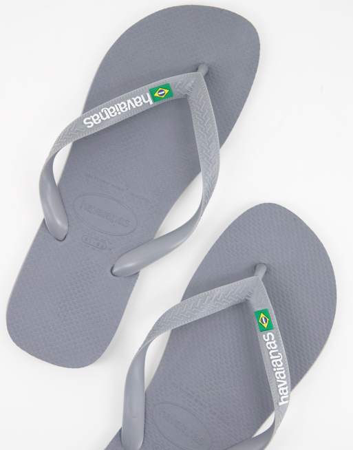 Havaianas Brasil logo flip flops in grey