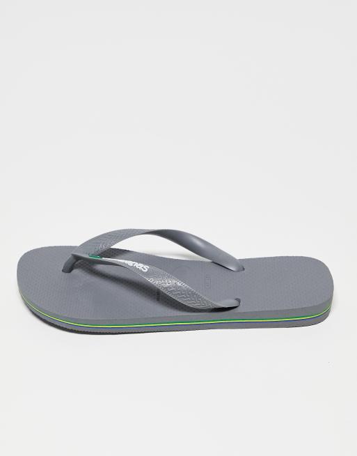 Havianas brasil logo flip flops in yellow and green