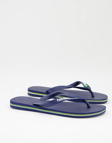 Asos Men Shoes Flip Flops Brasil logo flip flops in 