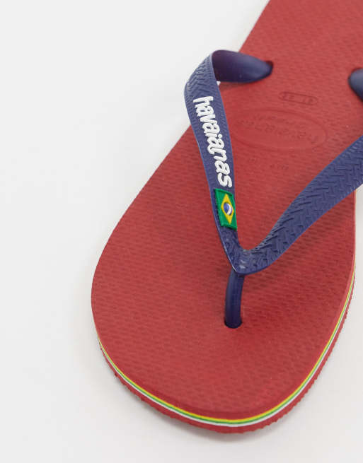 Havaianas brasil logo flip flops in red and blue