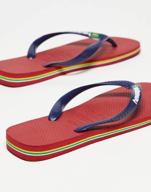 Havaianas Brasil logo flip flops in black, ASOS