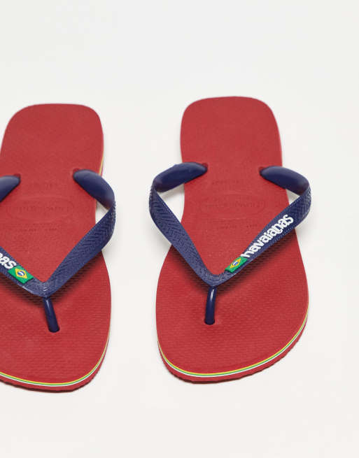 Havaianas Brasil Logo Flip Flops In Red