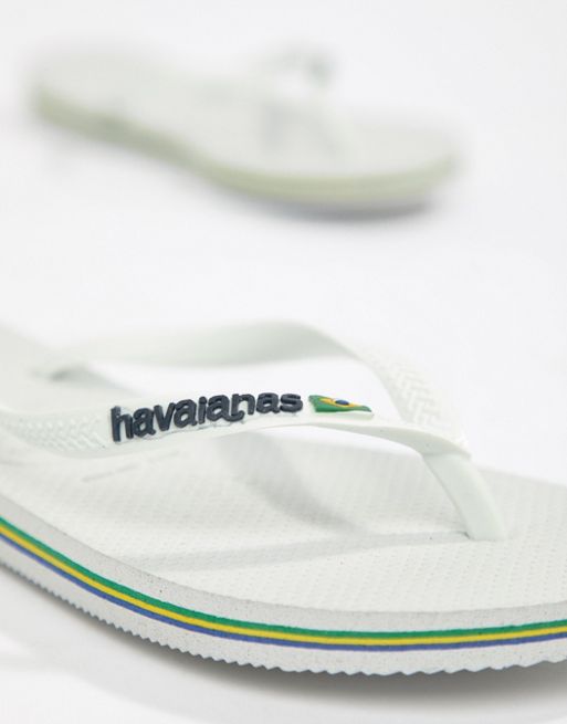 Havaianas Brasil logo flip flops in white