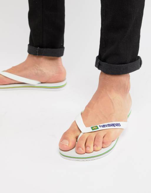 Havaianas Brasil logo flip flops in black, ASOS