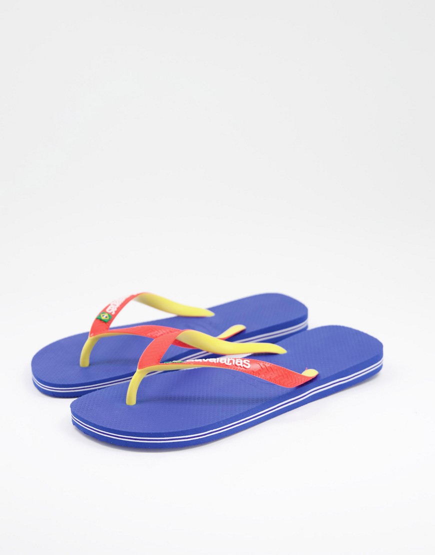 Havaianas brasil mix flip flops in blue and red