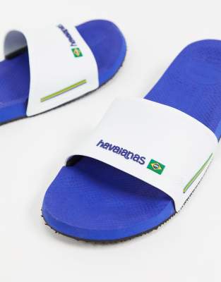 blue and white havaianas