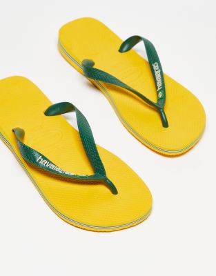 Havaianas - Brasil - Unisex-Zehenstegsandalen in Gelb und Grün mit Logo-Bunt