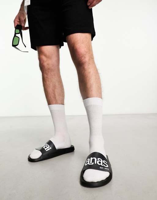 Havaianas Classic Logomania sliders in black