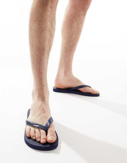 Havaianas classic top flip flops in navy | ASOS