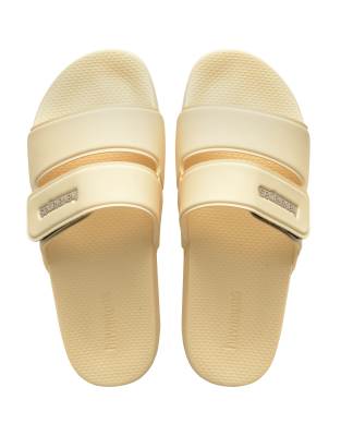Havaianas Double Strap Slides In Yellow