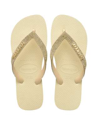 Havaianas Embellished Flip Flops In Gold