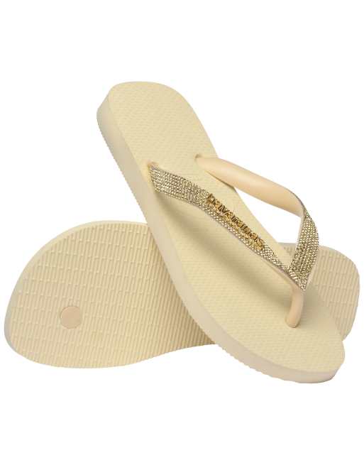 Havaianas embellished flip flops in cream, 4 of 4