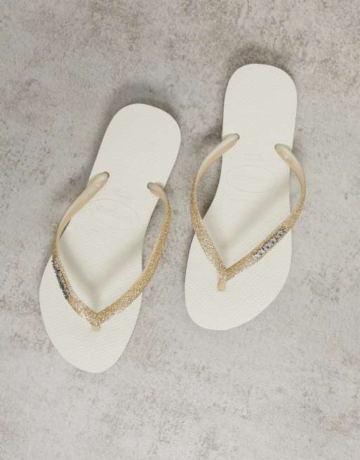 Havaianas – Glitter II – Beige flip flops med smala glittriga band