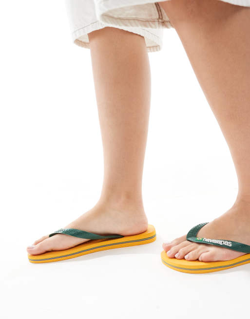 Havaianas – Gula flip flops i unisex-modell med brasiliansk logga, 3 av 4