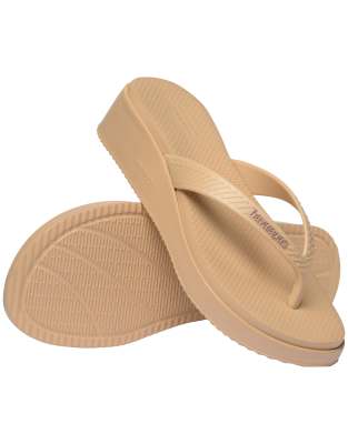 Havaianas High Platform Flip Flops In Neutral